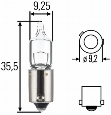 HELLA Glödlampa HELLA STANDARD H6W BA9s, Bak, Sidoinst - P671820 - alfa romeo, audi, bmw, citroën, ford, lancia, land rover, mercedes-benz, porsche, v
