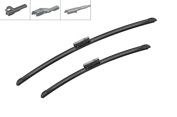 BOSCH Flatblade-torkarblad, Fram, Förarsida, Sidoinsta - P321299 - alpina, audi, bmw, infiniti, jaguar, land rover, mercedes-benz, renault, skoda, vw