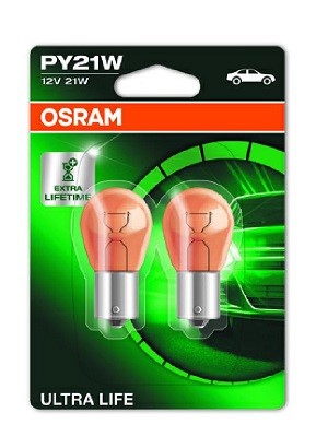 Glödlampa OSRAM ULTRA LIFE PY21W BAU15s, Fram, Bak, Fr - P390146 - abarth, alfa romeo, alpina, audi, bmw, byd, chevrolet, chrysler, citroën, dacia, da