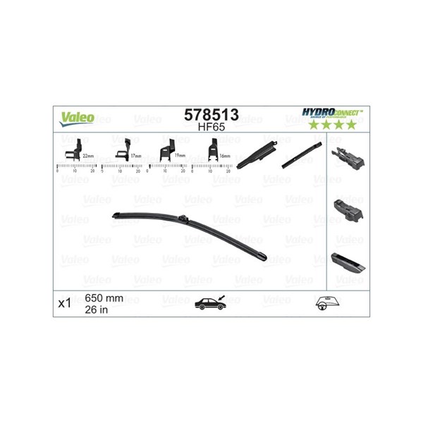 VALEO Torkarblad, Förarsida, Mitt, Passagerarsida - P788525 - abarth, audi, bmw, chevrolet, citroën, cupra, fiat, ford, hyundai, jaguar, kia, lamborgh