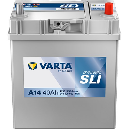 STARTBATTERI VARTA DYNAMIC SLI A14 12V 40AH 330A - P654380 - chevrolet, citroën, daihatsu, honda, hyundai, kia, lada, mitsubishi, morgan, nissan, suba