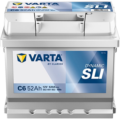 Startbatteri Varta Dynamic Sli C6 12v 52ah 520a, Bagag - P654389 - audi, austin, bmw, chevrolet, citroën, daf, fiat, ford, honda, hyundai, jaguar, lan