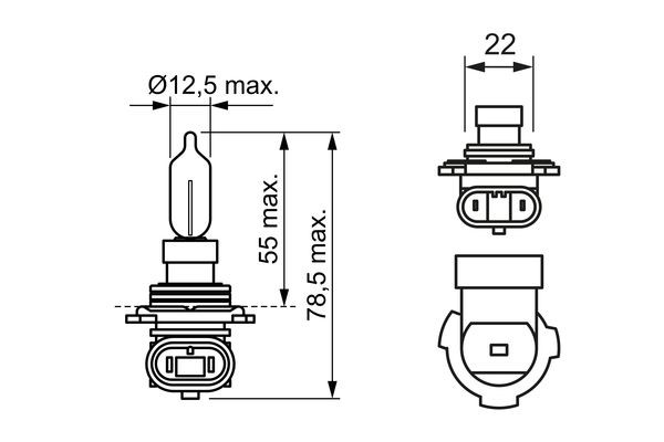 Halogenlampa BOSCH Pure Light WS Hir2 PX22d - P691196 - chevrolet, chrysler, dodge, fiat, hyundai, jaguar, jeep, lancia, land rover, mitsubishi, opel,
