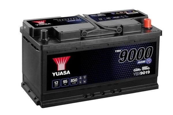 STARTBATTERI YUASA YBX9019 12V 95AH 850A - P1051046 - alpina, aston martin, audi, bentley, bmw, cadillac, citroën, ferrari, fiat, ford, hyundai, infin