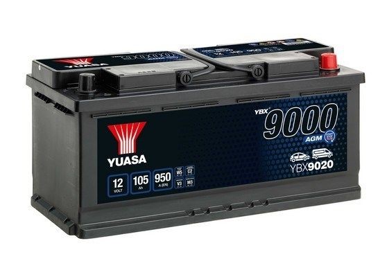 YUASA Startbatteri, AGM 12V - P1051047 - alpina, audi, bentley, bmw, citroën, fiat, hyundai, iveco, jeep, mercedes-benz, opel, peugeot, porsche, rolls
