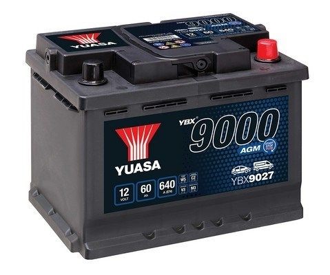 STARTBATTERI YUASA AGM YBX9027 12V 60AH 640A - P1051048 - alfa romeo, audi, bmw, chevrolet, citroën, dacia, fiat, honda, hyundai, kia, ktm, lamborghin