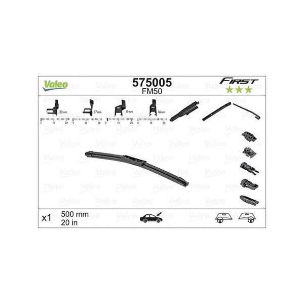 VALEO Torkarblad, Förarsida, Mitt, Passagerarsida - P1062459 - alfa romeo, audi, austin, bmw, chevrolet, chrysler, citroën, dacia, daewoo, daihatsu, f