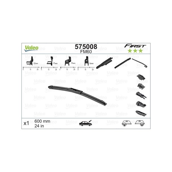 VALEO Torkarblad, Förarsida, Mitt, Passagerarsida - P1062462 - abarth, alfa romeo, audi, bmw, cadillac, chevrolet, chrysler, citroën, dacia, daewoo, d