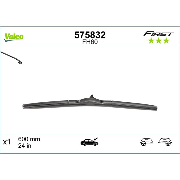 VALEO Torkarblad, Förarsida - P1062488 - citroën, hyundai, kia, lexus, mazda, mitsubishi, nissan, opel, peugeot, suzuki, toyota - OE 1608028680, 16132