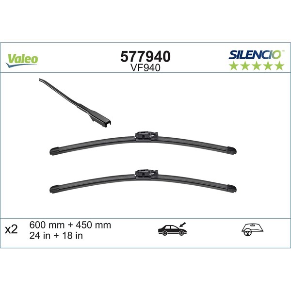 VALEO Torkarblad, Förarsida, Passagerarsida - P1062514 - dacia duster, duster skåp/suv, nissan terrano - OE 288903916R, 288907491R, 288907994R
