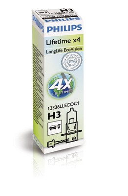 PHILIPS Halogenlampa PHILIPS LongLife EcoVision H3 PK2 - P1239623 - bmw, rover, honda, land rover, jeep, subaru, volvo, ssangyong, plymouth, alpina, s