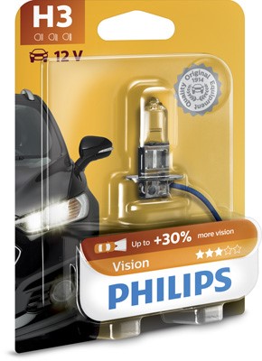 PHILIPS Halogenlampa PHILIPS Vision H3 PK22s 12V - P1239624 - bmw, rover, honda, land rover, jeep, subaru, volvo, ssangyong, plymouth, alpina, suzuki,