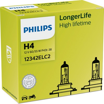 PHILIPS Halogenlampa PHILIPS LongerLife H4 P43t-38 - P1239627 - bmw, rover, honda, dacia, land rover, kymco, jeep, subaru, volvo, ssangyong, plymouth