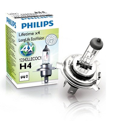 PHILIPS Halogenlampa PHILIPS LongLife EcoVision H4 P4 - P1239629 - citroën, porsche, vw, mercedes-benz, audi - OE 000 544 9094, 000000 000374, 025816