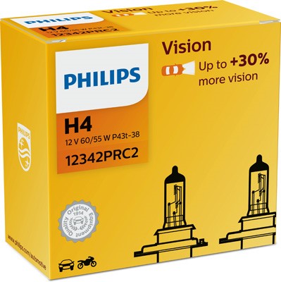 Halogenlampa PHILIPS Vision H4 P43t-38 - P1239633 - bmw, rover, honda, dacia, land rover, kymco, jeep, subaru, volvo, ssangyong, plymouth, triumph, s