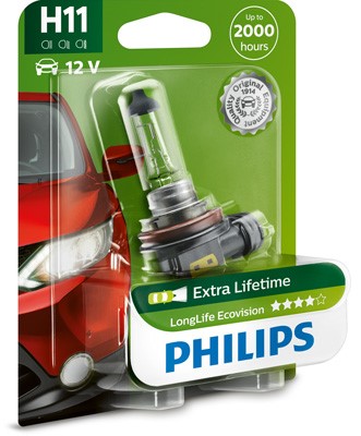 PHILIPS Halogenlampa PHILIPS LongLife EcoVision H11 PG - P1239649 - bmw, honda, dacia, land rover, jeep, volvo, subaru, alpina, suzuki, iveco, renault