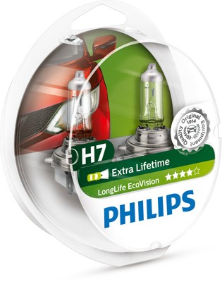 PHILIPS Halogenlampa PHILIPS LongLife EcoVision H7 PX2 - P1239686 - bmw, land rover, alpina, renault trucks, renault, seat, mitsubishi, porsche, toyot