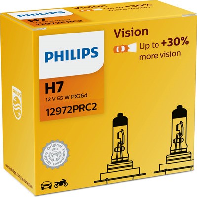 Halogenlampa PHILIPS Vision H7 PX26d, Tvåsidig - P1239689 - bmw, maserati, rover, honda, dacia, land rover, volvo, subaru, ssangyong, alpina, suzuki,