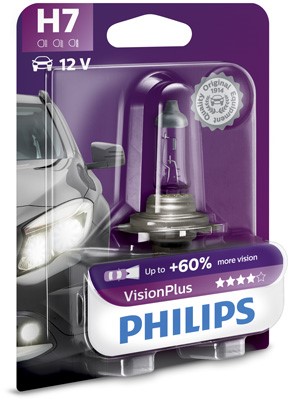 PHILIPS Halogenlampa PHILIPS VisionPlus H7 PX26d 12V - P1239692 - bmw, land rover, alpina, renault trucks, renault, seat, mitsubishi, porsche, toyota,