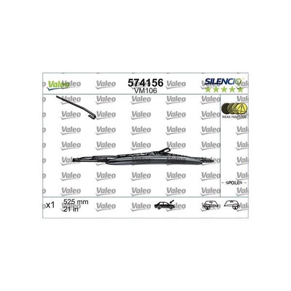 VALEO Torkarblad, Förarsida - P1263106 - audi, bmw, fiat, ford, hyundai, jaguar, jeep, mitsubishi, nissan, renault, seat, skoda, suzuki, toyota, volvo