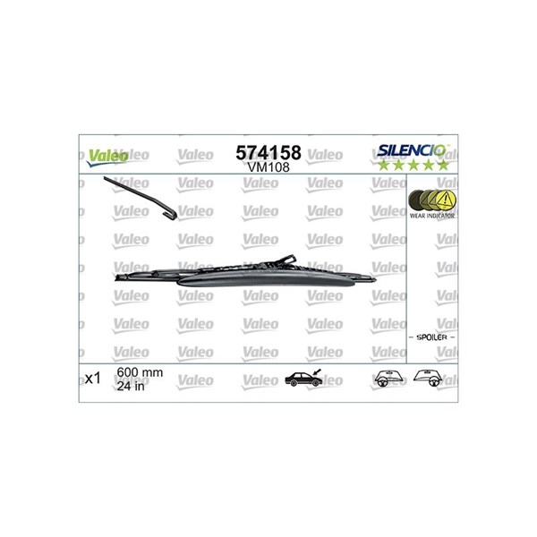 VALEO Torkarblad, Förarsida, Passagerarsida - P1263108 - bmw, chevrolet, chrysler, citroën, dodge, fiat, honda, hyundai, kia, lancia, mazda, mercedes-