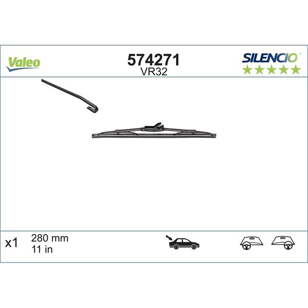 VALEO Torkarblad, Bak - P1258051 - ford, mitsubishi, nissan, seat, vw - OE 1075362, 1326285, 1332162