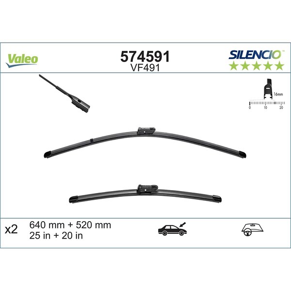VALEO Torkarblad, Förarsida, Passagerarsida - P1258141 - audi a6 allroad c7, a6 c7, a6 c7 avant, a7 sportback - OE 4G1955425, 4G1998002A, 4G8955425B