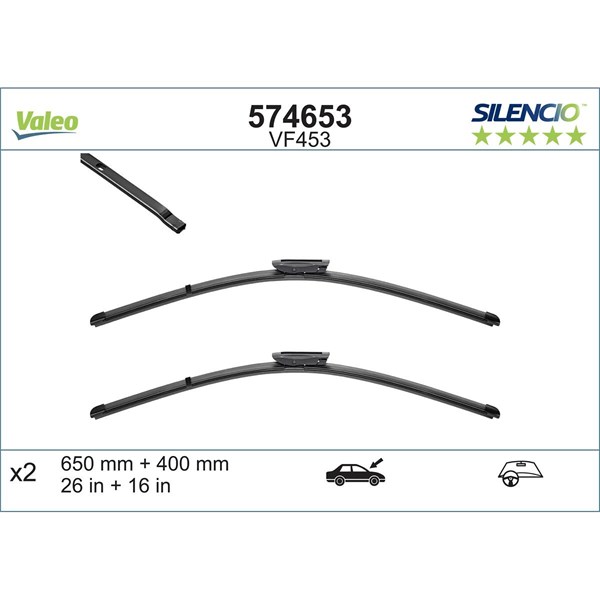 VALEO Torkarblad, Förarsida, Passagerarsida - P1258160 - citroën, renault - OE 16 131 600 80, 1613160080, 6423C5