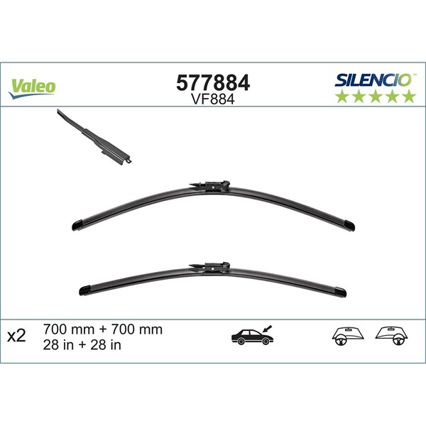VALEO Torkarblad, Förarsida, Passagerarsida - P1258273 - ford kuga ii, kuga van ii, usa edge - OE 1850545, 2121378, 5176786