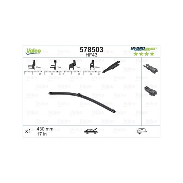 VALEO Torkarblad, Bak, Passagerarsida - P1258280 - bmw, fiat, ford, ford usa, jaguar, lancia, mg, peugeot, seat, volvo, vw - OE 1537077, 1537078, 1537