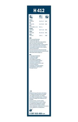 BOSCH Torkarblad, Bak Bak - P1328679 - citroën, fiat, ford, peugeot, toyota, volvo - OE 16 351 577 80, 1686897, 6426 WA