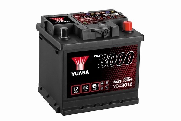 StartBatteri Yuasa YBX3012 12V 52Ah 450A - P1354639 - abarth, alfa romeo, austin, bmw, chevrolet, citroën, dacia, daf, dfsk, fiat, ford, honda, hyunda