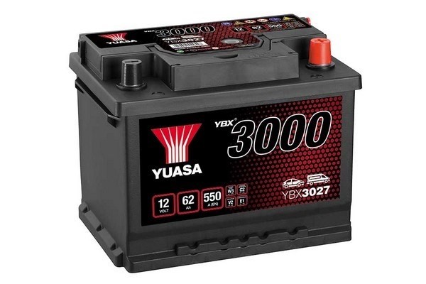 StartBatteri Yuasa YBX3078 12V 62Ah 550A - P1354643 - abarth, alfa romeo, alpina, audi, austin, bentley, bmw, chevrolet, chrysler, citroën, dacia, dae