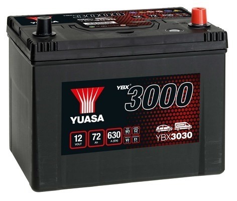 StartBatteri Yuasa YBX3069 12V 72Ah 630A - P1354644 - acura, chevrolet, daihatsu, ferrari, fiat, ford, glas, honda, hyundai, isuzu, jaguar, kia, lexus