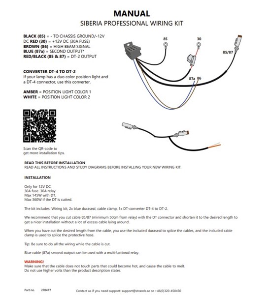 Ledningssats till 1 Extraljus DT-2/DT-4 - P1359459 - 1359459