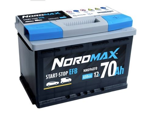Startbatteri. Nordmax EFB 12V 70Ah 650A - P1505471 - alfa romeo, audi, bmw, citroën, cupra, dacia, ds, fiat, ford, honda, hyundai, isuzu, jeep, kia,