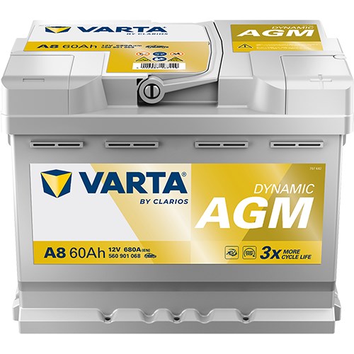 Startbatteri Varta Dynamic Agm A8 12v 60ah 680a, Bagag - P1505542 - abarth, alfa romeo, alpina, audi, bmw, chevrolet, citroën, cupra, dacia, ds, fiat,