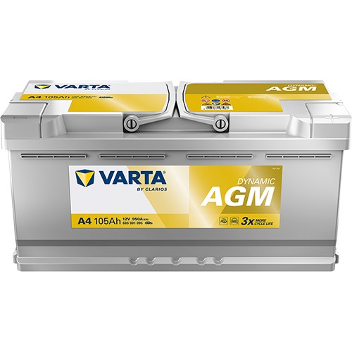 Startbatteri Varta Dynamic Agm A4 12v 105ah 950a, Baga - P1505558 - alpina, audi, bentley, bmw, citroën, fiat, hyundai, iveco, jeep, lexus, mercedes-b