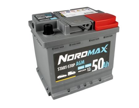Startbatteri. Nordmax AGM 12V 50Ah 540A - P1505458 - bmw, fisker, hyundai, kia, mini, opel, renault, suzuki, vw - OE 000 915 105 CA, 12E 915 105, 12E9
