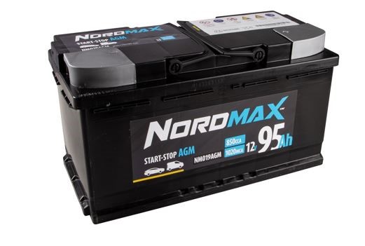 Startbatteri. Nordmax AGM 12V 95Ah 850A - P1505462 - alpina, aston martin, audi, bentley, bmw, cadillac, citroën, ferrari, fiat, ford, hyundai, infi