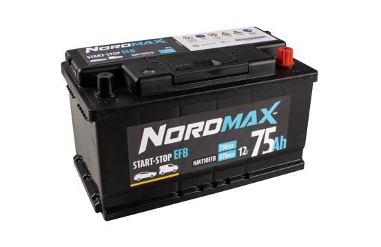 Startbatteri. Nordmax EFB 12V 75Ah 730A - P1505475 - ford - OE 1744945, 1754041, 1917577