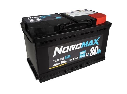 Startbatteri. Nordmax AGM 12V 80Ah 800A - P1505477 - alfa romeo, alpina, aston martin, audi, bentley, bmw, cadillac, chrysler, dodge, ferrari, ford,