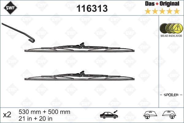 Torkarblad, Förarsida, Passagerarsida - P1707906 - alfa romeo, audi, bmw, ford, nissan, saab, volvo - OE 1392219, 31276592, 31276593