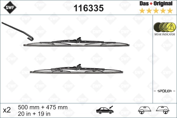 Torkarblad, Förarsida, Passagerarsida - P1707909 - honda, opel, vauxhall