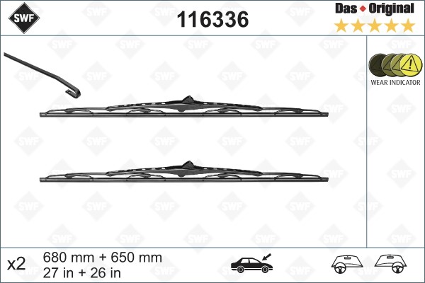 Torkarblad, Förarsida, Passagerarsida - P1707910 - ford galaxy i, seat alhambra, vw sharan