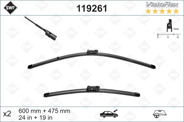 Torkarblad, Förarsida, Passagerarsida - P1707959 - audi, vw - OE 3C1955425B, 3C1955426B, 3C1998002