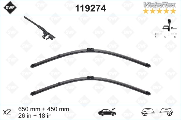 Torkarblad, Förarsida, Passagerarsida - P1707969 - alpina, bmw - OE 61 61 2 147 361, 61 61 2 147 365, 61 61 2 163 749