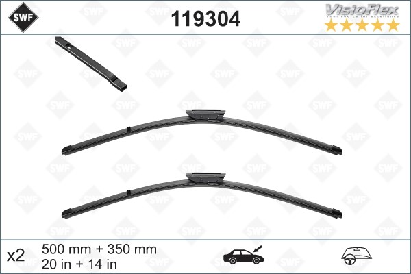 Torkarblad, Förarsida, Passagerarsida - P1707989 - renault, smart - OE 288908409R, 4538242100
