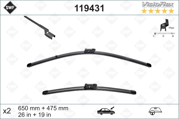 Torkarblad, Förarsida, Passagerarsida - P1708059 - alpina, bmw, fiat, jaguar, land rover, nissan, opel, renault