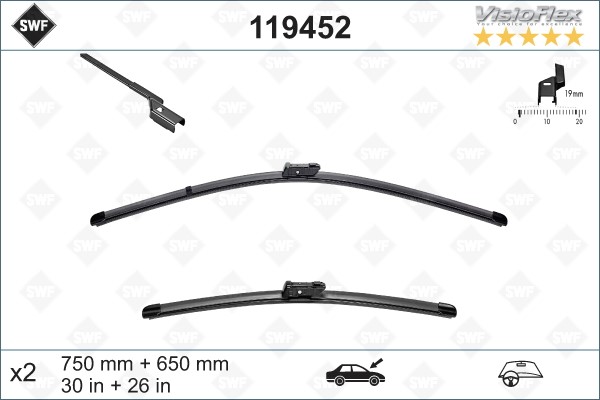 Torkarblad, Förarsida, Passagerarsida - P1708073 - citroën, ds, ford, peugeot - OE 1384643, 1473406, 1473407
